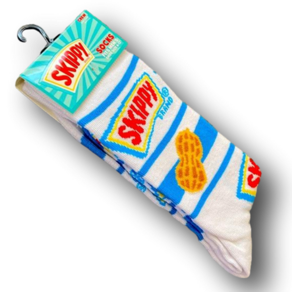 3/$20 Skippy Peanut Butter Funny Novelty Crew Socks - NWT - Picture 3 of 3